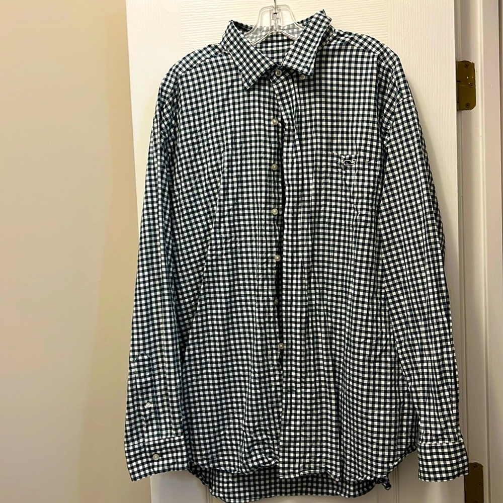 Vineyard Vines XXL Classic Fit Tucker Shirt, forest green check pattern